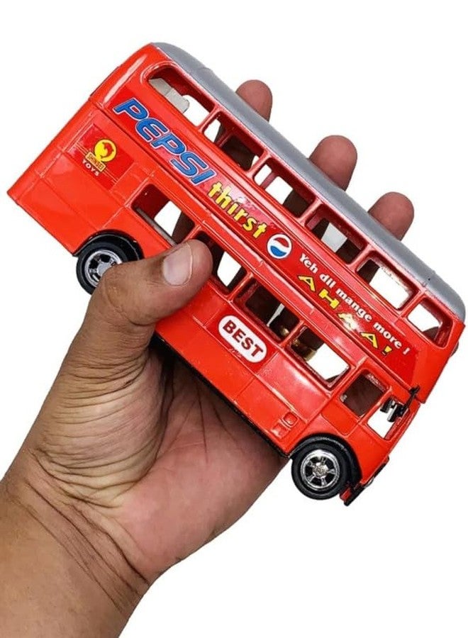 COLLEN ARRAY Pullback Bus Toy for Kids, Double Decker, Realistic Model, Pack of 1 Bus- red color-24 - Image 3